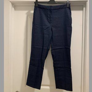 JCrew Cropped Easy Pant in Navy Stretch Linen